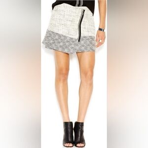 Black and White Patterned Folded Wrap Asymmetrical Skirt